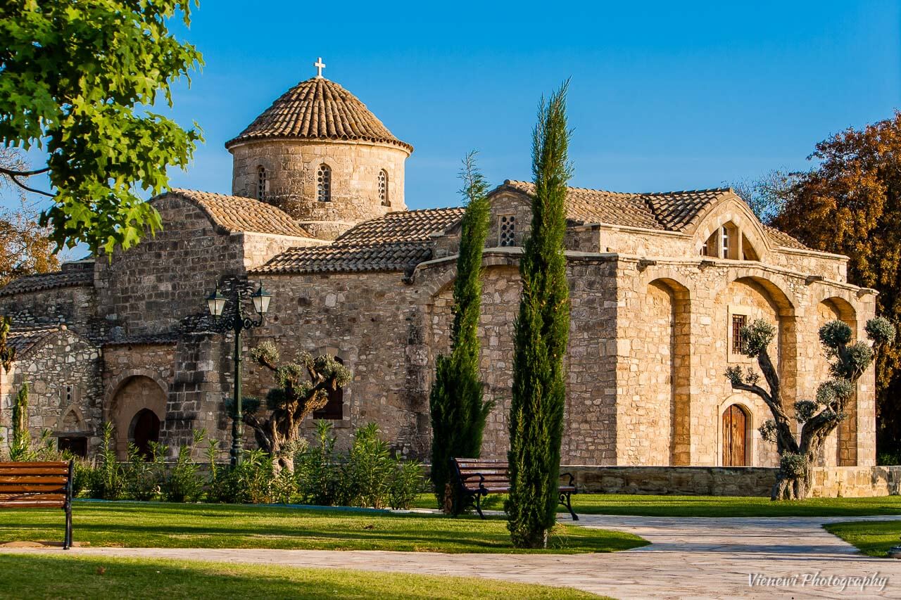 Zdjęcie przestawiające XI-wieczny bizantyjski kościół Panagia tis Angeloktistis w Kiti.