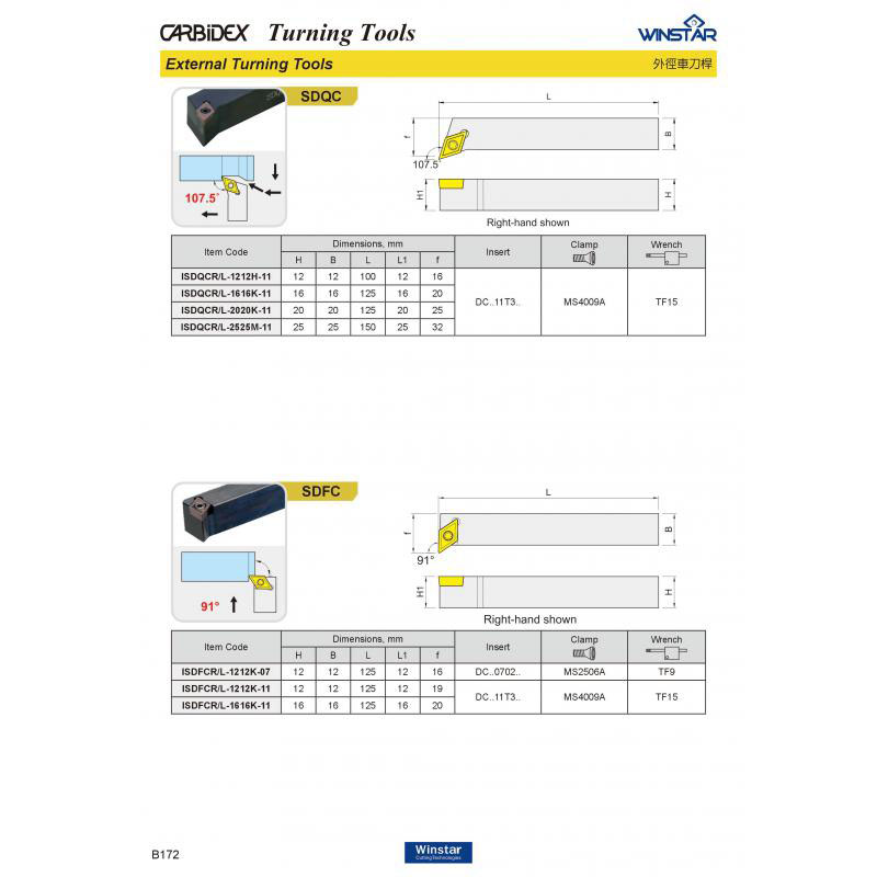 cán dao tiện ngoài SDQC / SDFC, Dụng cụ cắt giá rẻ