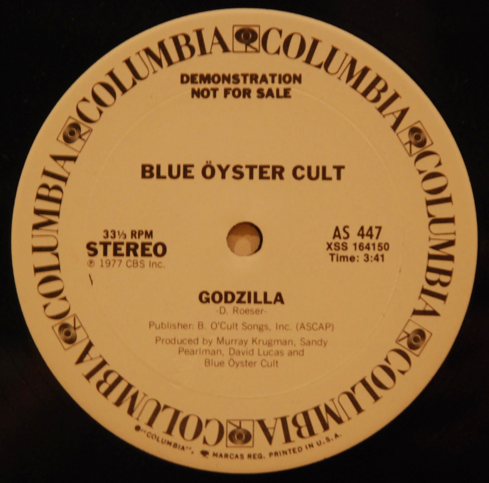 the sphinx Blue Oyster Cult "Godzilla Live" 12inch single (CBS, 1978)