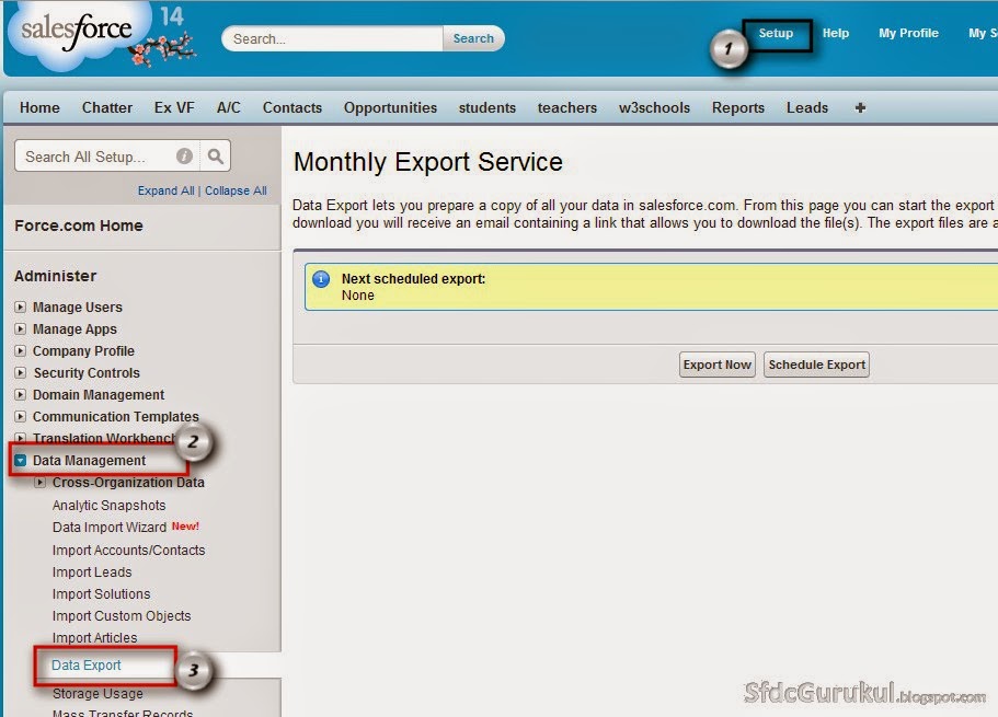 How to schedule data export in salesforce sfdc gurukul