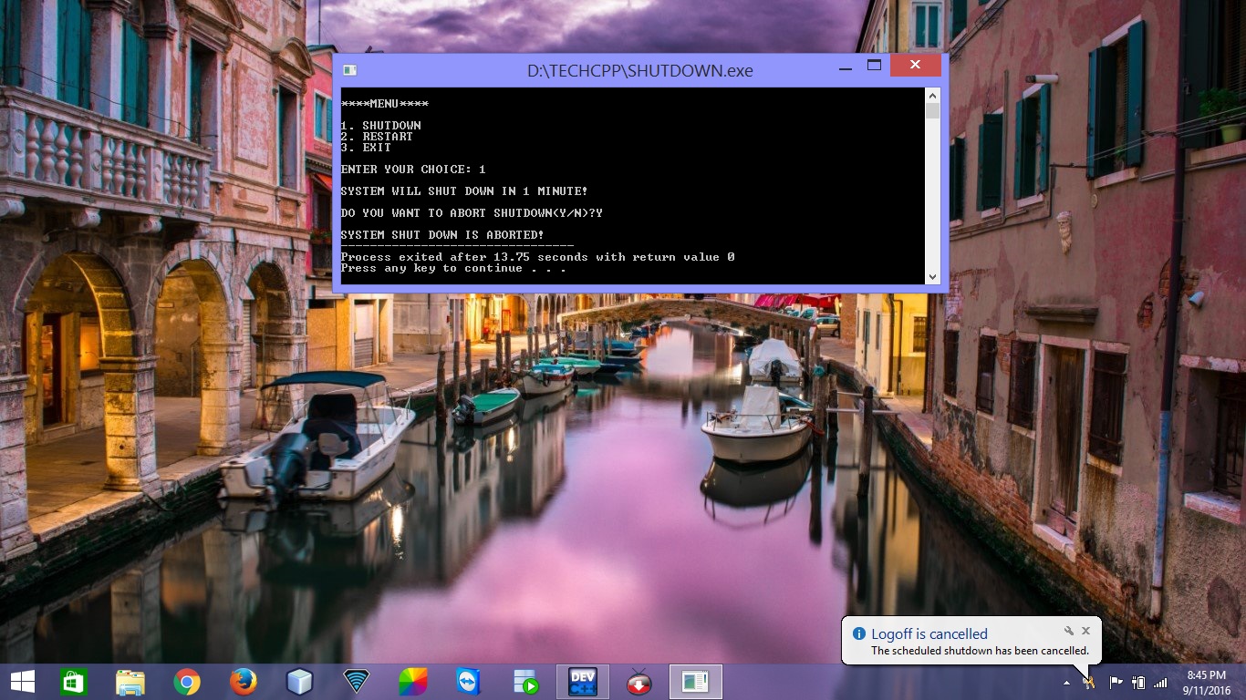 C++ Program to perform system shutdown and restart (Windows) [DEVCPP ...