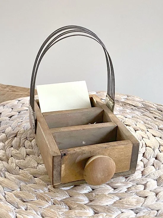 DIY Vintage pastry blender organizer for the office. 