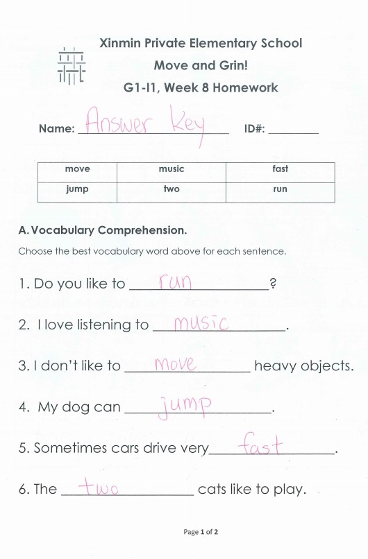 2nd Grade English Worksheets With Answer Key