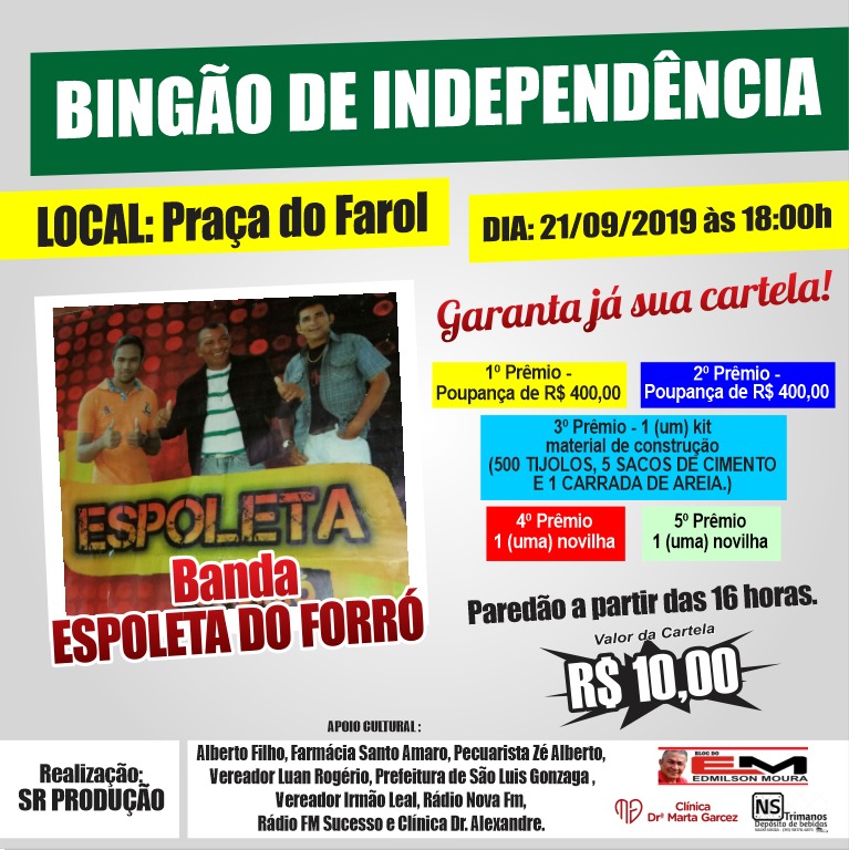 BLOG EDMILSON MOURA: SÃO LUÍS GONZAGA/MA: DIA 21 DE SETEMBRO, GRANDE