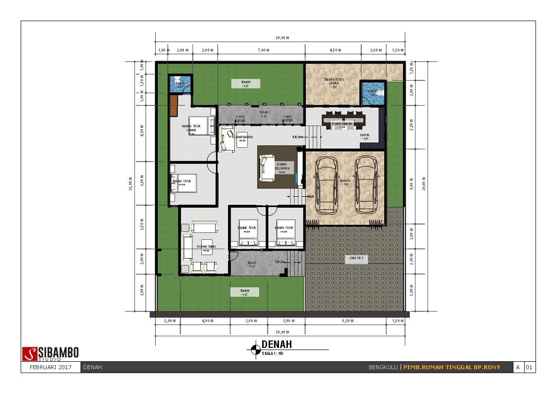 Denah Rumah Ukuran Tanah 20x20 Top Rumah