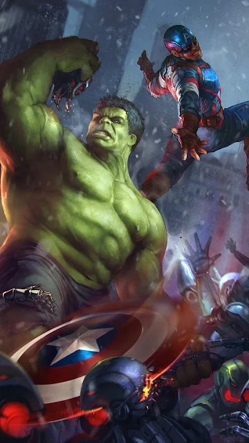 Hulk and Captain America The avengers phone wallpaper