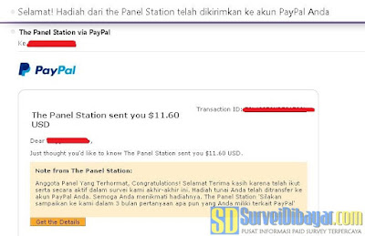 Saldo PayPal dari The Panel Station Indonesia | SurveiDibayar.com
