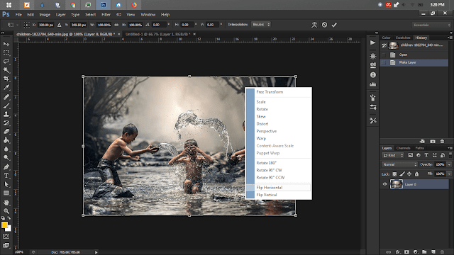 how to flip image in Photoshop easily