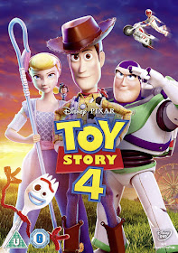 Toy Story 4 Movie Review and DVD Giveaway Pack shot with title and characters smiling