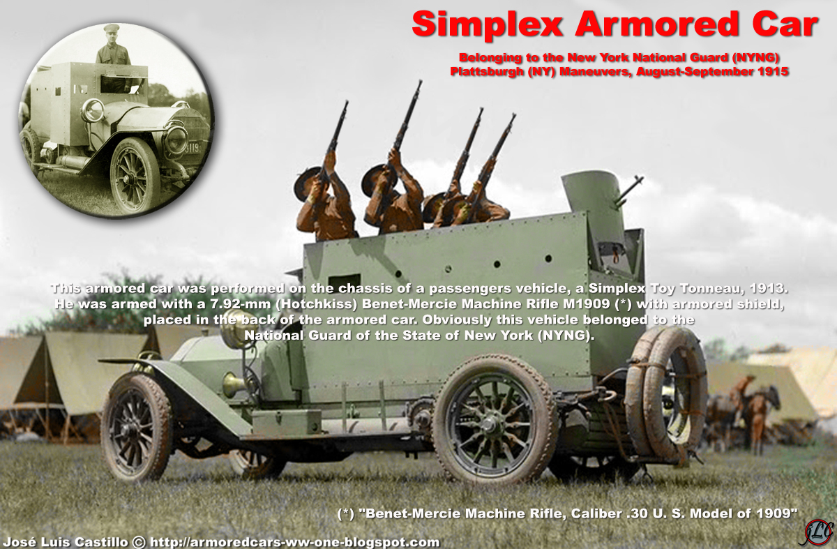Armored Cars in the WWI U.S. Simplex Armored Car M1915 of the New York
