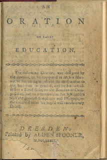 Opening page of An Oration on Early Education