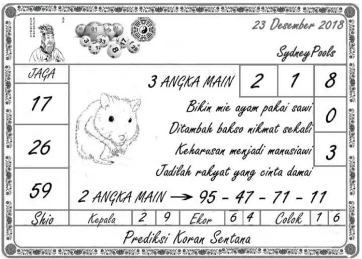 Syair SD Minggu 23 Desember 2018 - GOsyair SEDIA KODE