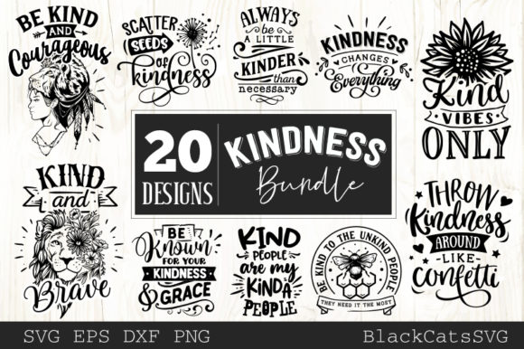 Download Free Kindness Bundle 20 Designs SVG DXF Cut File