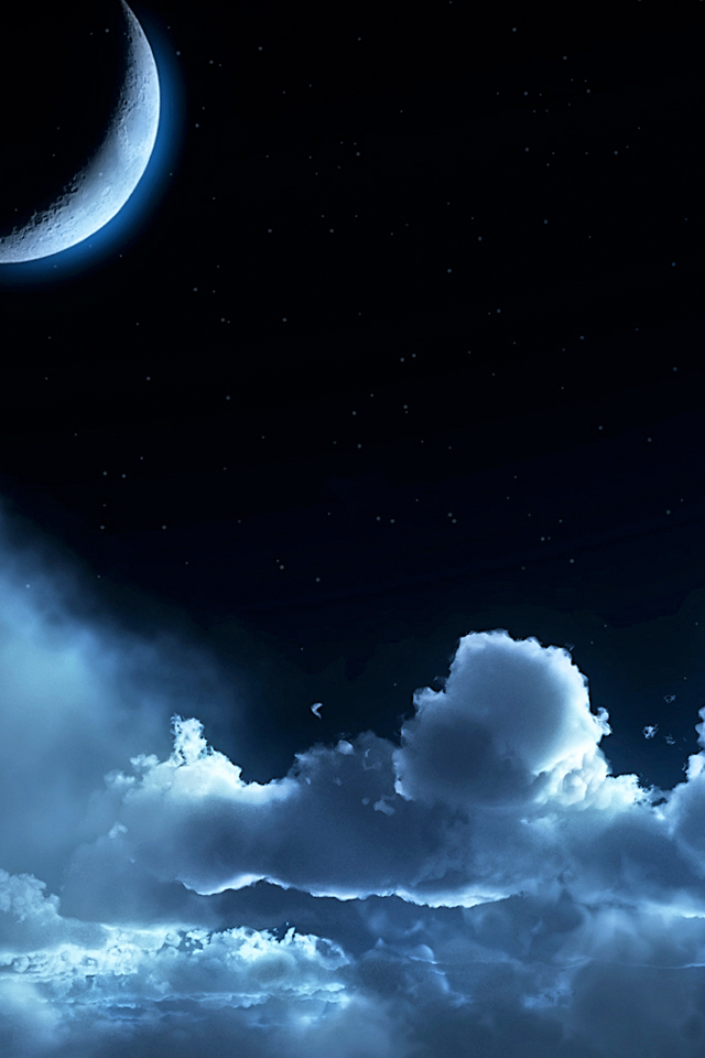 スマホ壁紙box 夜空の月と雲の風景壁紙