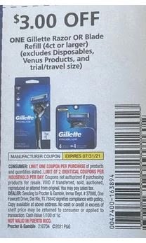 Gillette razor coupon
