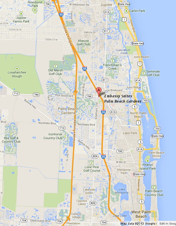 map showing location of Embassy Suites Palm Beach Gardens - PGA Boulevard 