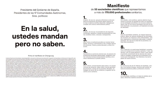 "En la salud, ustedes mandan pero no saben", nosotros los profesionales sanitarios tampoco sabemos mucho.     We know little.     ??????