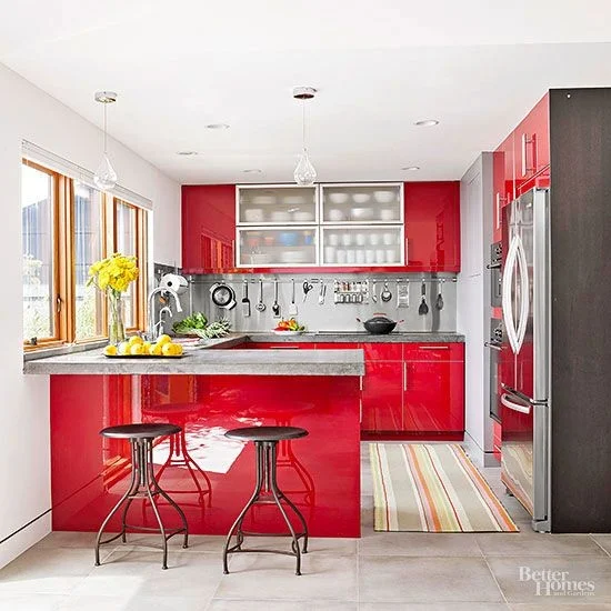 41 desain inspiratif interior dapur minimalis modern bernuansa merah putih