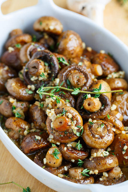 Roasted Mushrooms in a Browned Butter, Garlic and Thyme Sauce Roasted Mushrooms in a Browned Butter, Garlic and Thyme Sauce