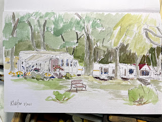 Kath Schifano, plein air, trailer park
