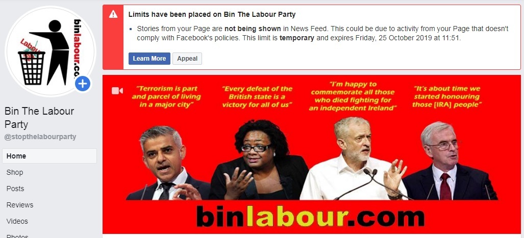 Bin The Labour Party Silenced By Facebook