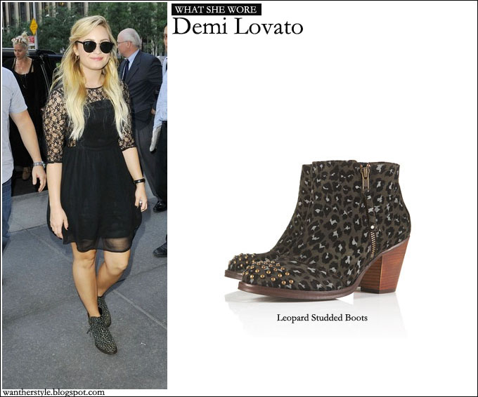WHAT SHE WORE: Demi Lovato in Topshop leopard studded boots ~ I want ...