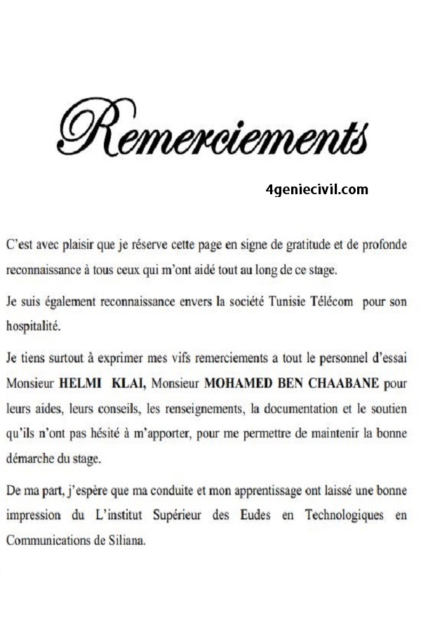 rapport de stage remerciement exemple doc et pdf