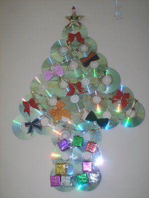 Professores online 24 horas: Árvore de natal com papel ou cds velhos