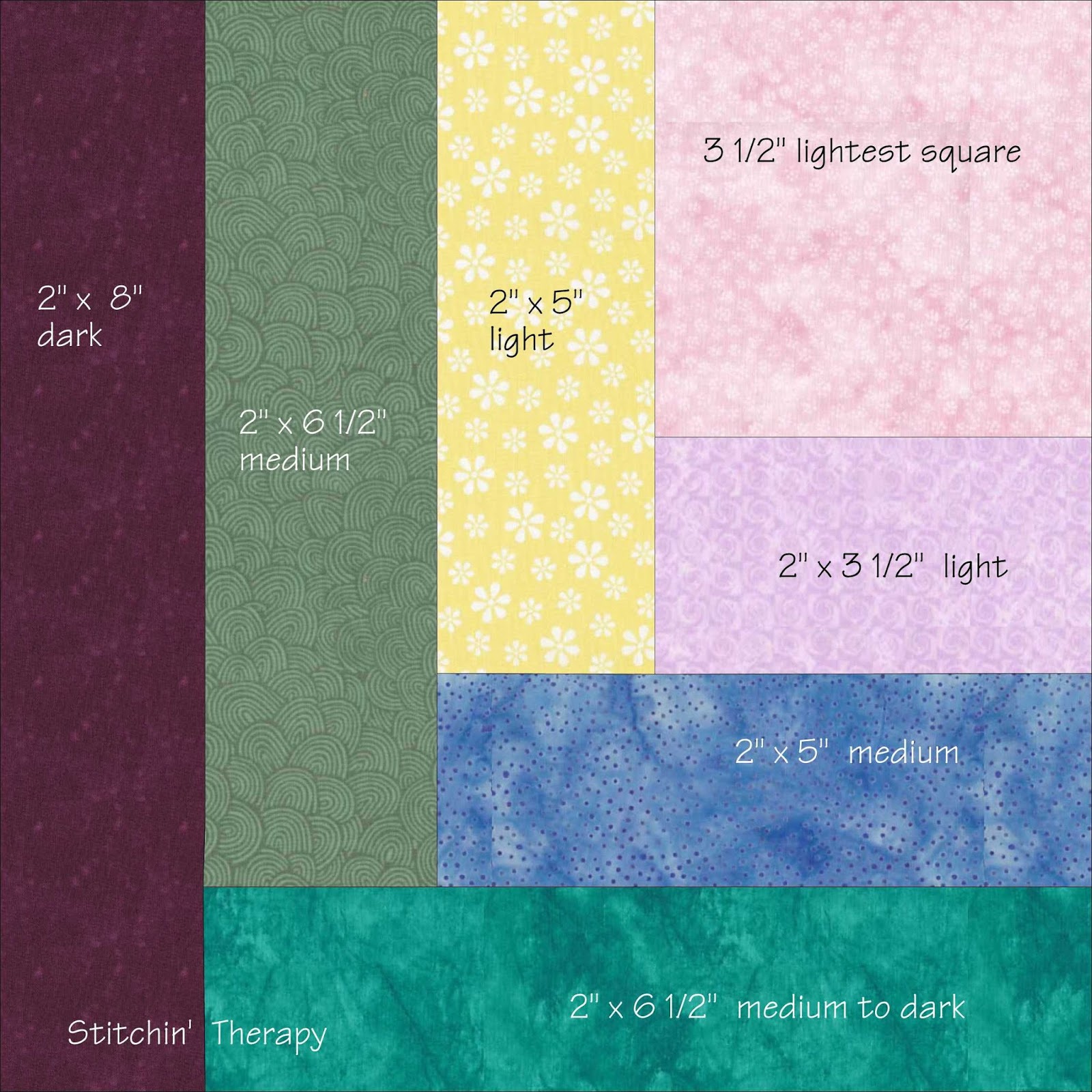 Stitchin' Therapy Log Cabin block "recipe"