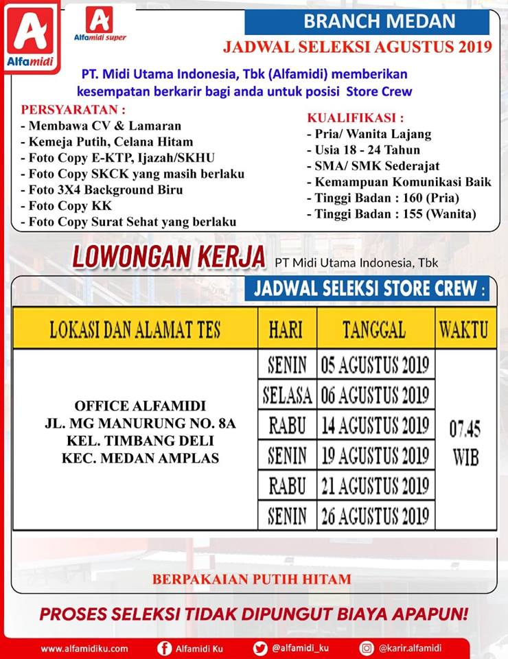 Lowongan Kerja Di Alfamidi Medan 2018