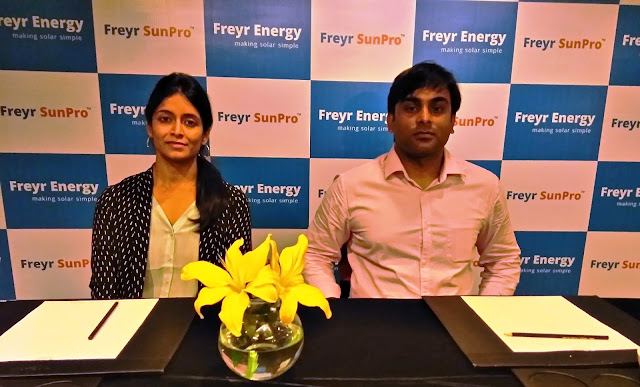 Ms. Radhika Choudary, Co-Founder & Director and Mr. Saurabh Marda, Co-Founder and Managing Director of Freyr Energy addressing the media Ms. Radhika Choudary, Co-Founder & Director and Mr. Saurabh Marda, Co-Founder and Managing Director of Freyr Energy addressing the media