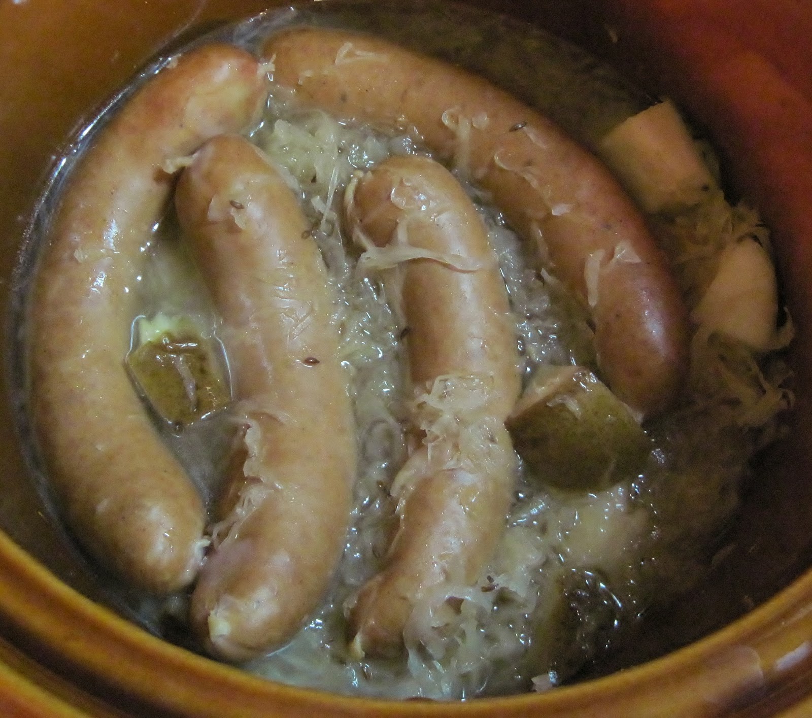 Carolina Sauce Company Beer Brats with Sauerkraut & Pear