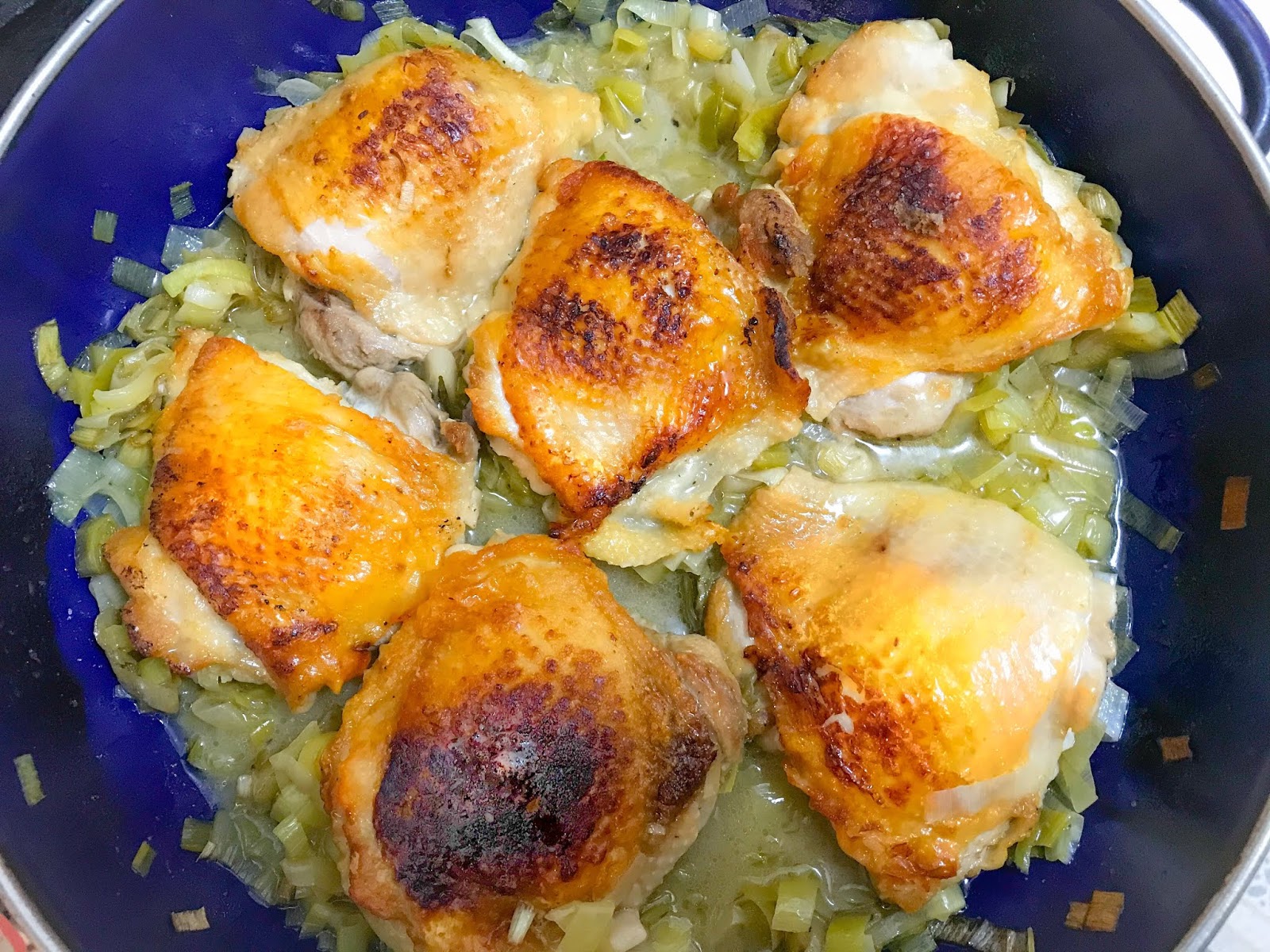 Nibbling Gypsy Chicken Thighs with Lemon and Leeks