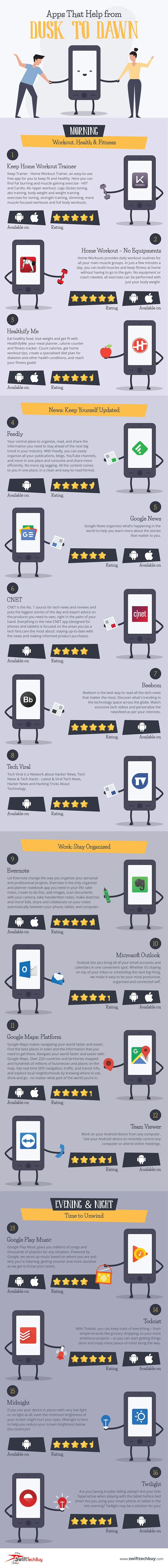 An Infographic on Android and iOS Apps That Help from Dusk to Dawn