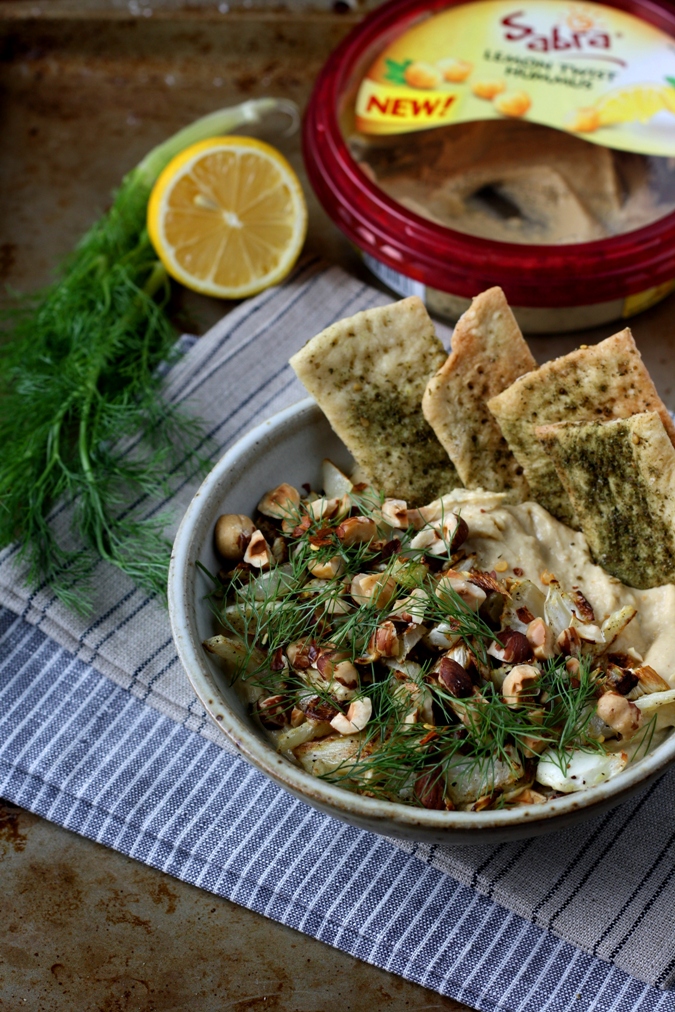 Mango & Tomato Sabra's Lemon Twist Hummus With Roasted Fennel & Hazelnuts