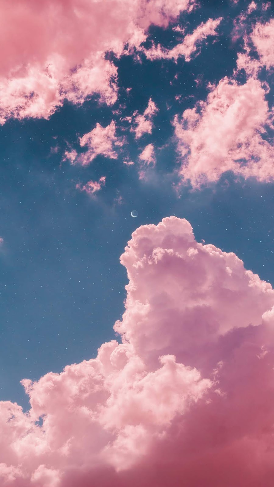 Two moon in the aesthetic pink sky