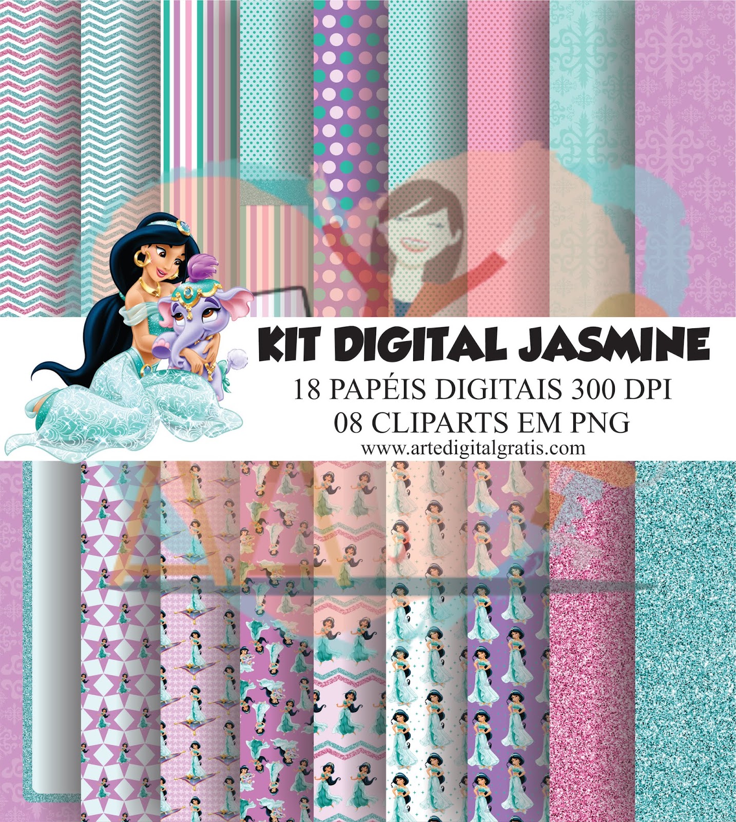 Arte Digital Para Topo Tema Princesa Jasmine