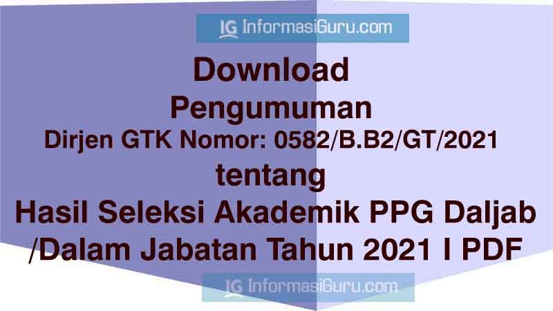 Pengumuman Hasil Seleksi Akademik Calon Peserta Ppg Daljab Tahun 2021 Informasiguru Com