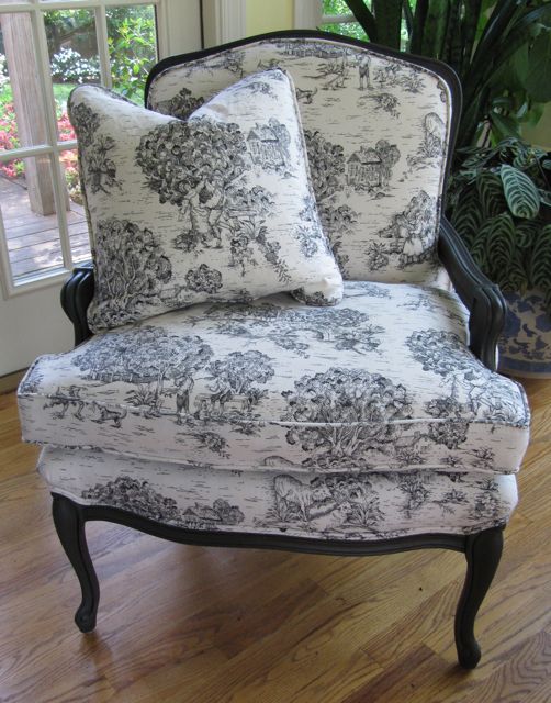 Wydeven Designs French Chair Revival Annie Sloan Paint and Toile Fabric