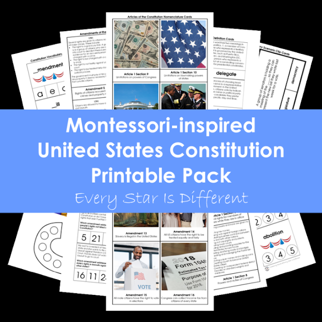 Montessori-inspired United States Constitution Printable Pack