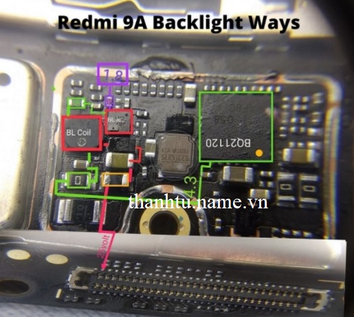 Redmi 9A mất đèn màn hình - mất hiển thị