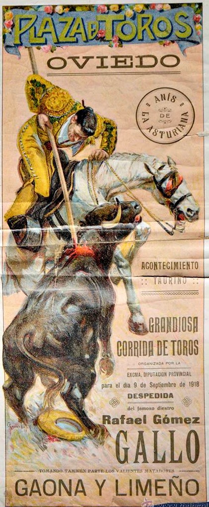 CARTEL TOROS 0VIEDO 1918