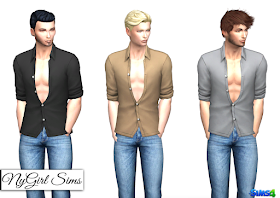 NyGirl Sims 4: Movie Hangout Unbuttoned Shirt Edit Base Game No Undershirt