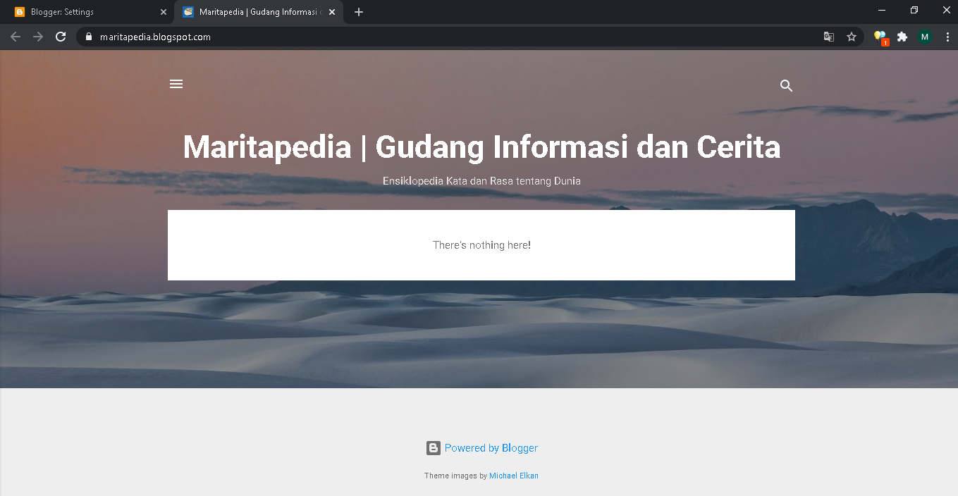 tampilan default blog baru di blogspot