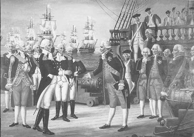 Washington et l'amiral de Grasse sur le navire Ville de Paris