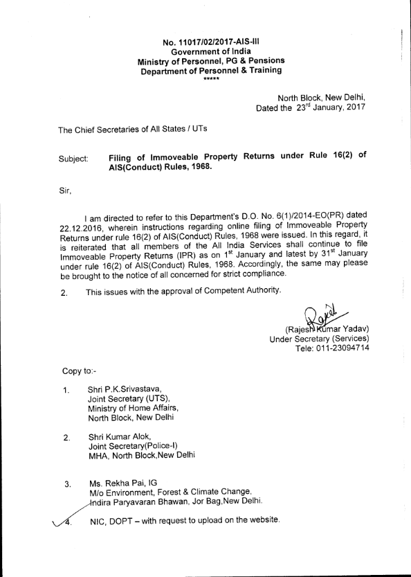 Filing of Immoveable Property Returns under Rule 16(2) of AIS (Conduct