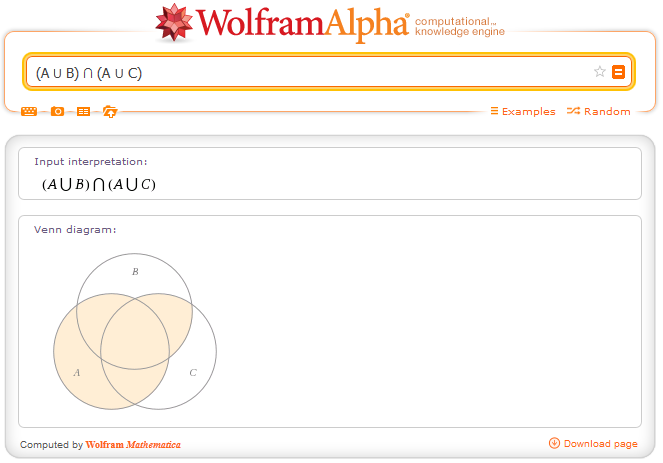 Wolfram Alpha en Español: Como hacer Diagramas de Venn Online -  Representación Gráfica de Conjuntos en linea