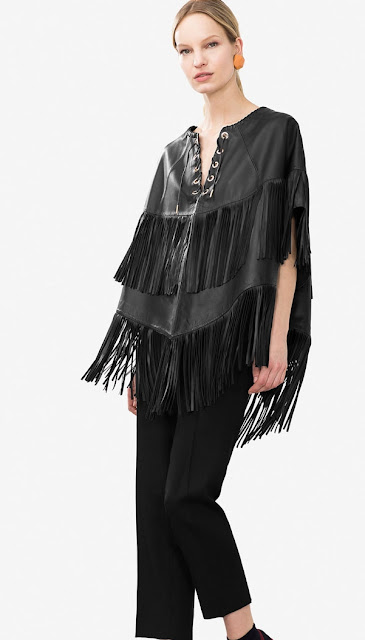 Sugestão do dia  - Poncho em napa com franjas da Uterque