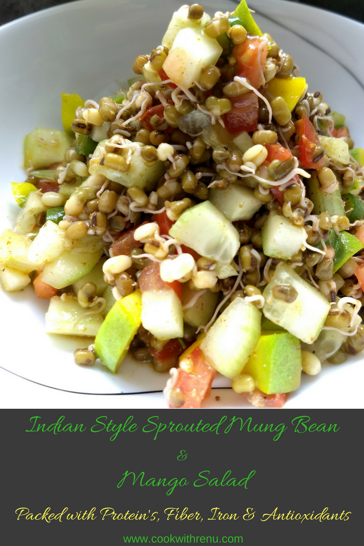 Indian Style Sprouted Mung Bean & Mango Salad Cook With Renu