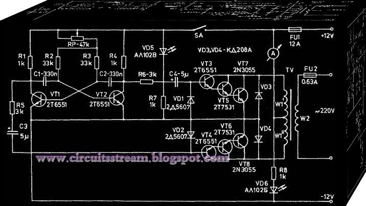 100W Inverter Circuit Diagram 12 VDC to 220VAC | Electronic Circuit